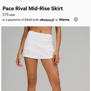 LuLu Lemon Pacer Rival Skirt Size 6